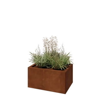 Corten plieno lauko vazonas - Stačiakampis - 60 x 40 x 30 cm - Su dugno plokšte