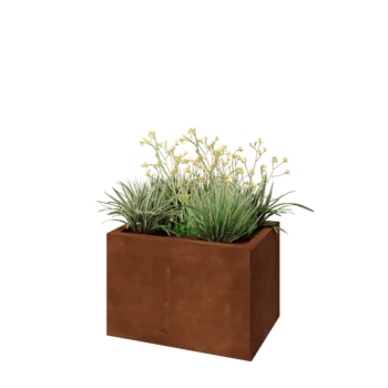 Corten plieno lauko vazonas - Stačiakampis - 60 x 40 x 40 cm - Su dugno plokšte