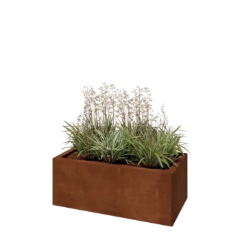 Corten plieno lauko vazonas - Stačiakampis - 80 x 40 x 30 cm - Su dugno plokšte