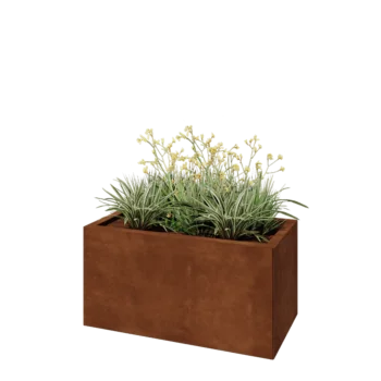 Corten plieno lauko vazonas - Stačiakampis - 80 x 40 x 40 cm - Su dugno plokšte