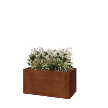 Corten plieno lauko vazonas - Stačiakampis - 100 x 50 x 50 cm - Su dugno plokšte