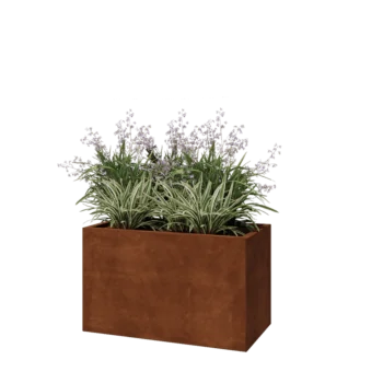 Corten plieno lauko vazonas - Stačiakampis - 100 x 50 x 60 cm - Su dugno plokšte