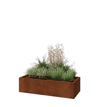 Corten plieno lauko vazonas - Stačiakampis - 120 x 50 x 30 cm - Su dugno plokšte