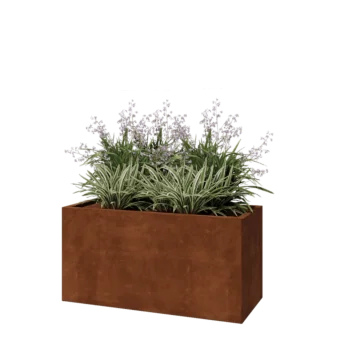 Corten plieno lauko vazonas - Stačiakampis - 120 x 50 x 60 cm - Su dugno plokšte