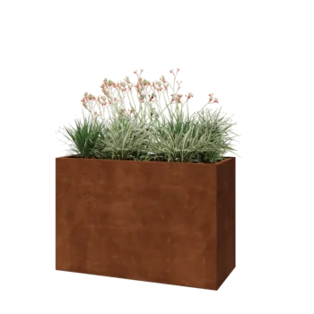 Corten plieno lauko vazonas - Stačiakampis - 120 x 50 x 80 cm - Su dugno plokšte