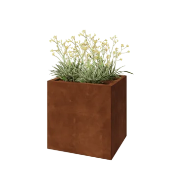 Corten plieno lauko vazonas - Stačiakampis - 60 x 50 x 60 cm - Su dugno plokšte