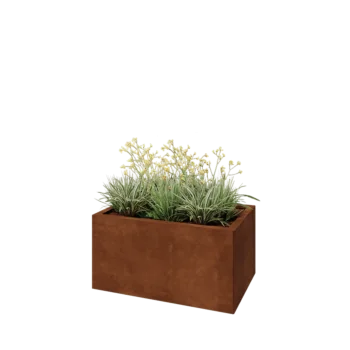 Corten plieno lauko vazonas - Stačiakampis - 80 x 50 x 40 cm - Su dugno plokšte