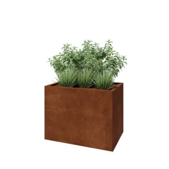 Corten plieno lauko vazonas - Stačiakampis - 80 x 50 x 60 cm - Be dugno plokštės