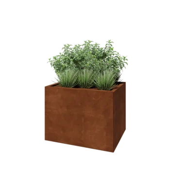 Corten plieno lauko vazonas - Stačiakampis - 80 x 60 x 60 cm - Su dugno plokšte