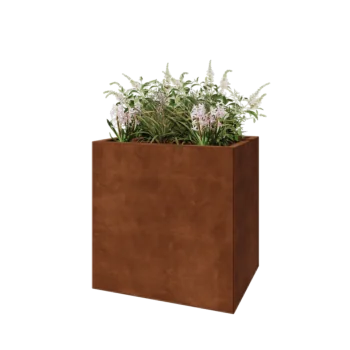Corten plieno lauko vazonas - Stačiakampis - 80 x 60 x 80 cm - Su dugno plokšte