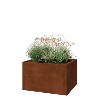 Corten plieno lauko vazonas - Stačiakampis - 100 x 80 x 60 cm - Su dugno plokšte