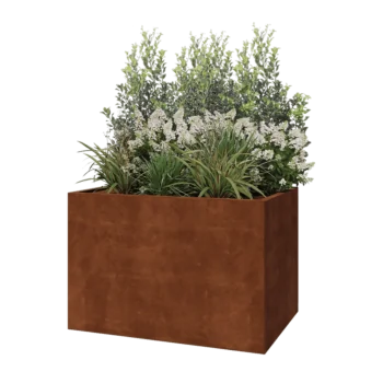 Corten plieno lauko vazonas - Stačiakampis - 120 x 80 x 80 cm - Su dugno plokšte