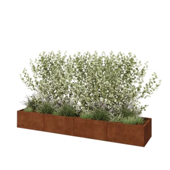 Corten plieno lauko vazonas XXL - Stačiakampis - 320 x 60 x 40 cm - Su dugno plokšte