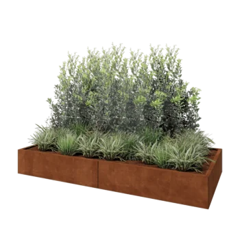 Corten plieno lauko vazonas XXL - Stačiakampis - 240 x 100 x 30 cm - Be dugno plokštės