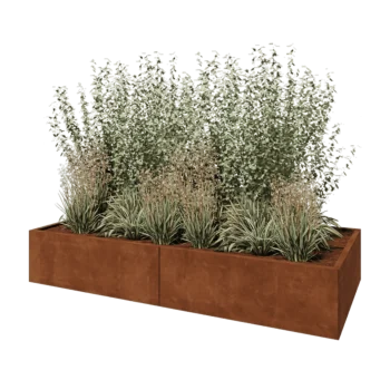 Corten plieno lauko vazonas XXL - Stačiakampis - 240 x 100 x 40 cm - Be dugno plokštės