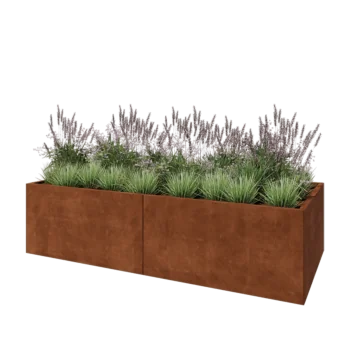 Corten plieno lauko vazonas XXL - Stačiakampis - 240 x 100 x 60 cm - Be dugno plokštės