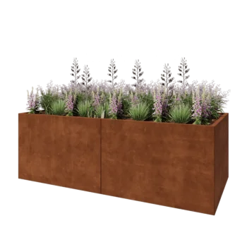 Corten plieno lauko vazonas XXL - Stačiakampis - 240 x 100 x 80 cm - Be dugno plokštės