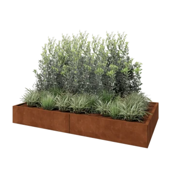 Corten plieno lauko vazonas XXL - Stačiakampis - 240 x 120 x 30 cm - Be dugno plokštės