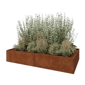 Corten plieno lauko vazonas XXL - Stačiakampis - 240 x 120 x 40 cm - Be dugno plokštės
