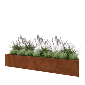 Corten plieno lauko vazonas XXL - Stačiakampis - 240 x 30 x 40 cm - Be dugno plokštės