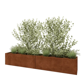 Corten plieno lauko vazonas XXL - Stačiakampis - 240 x 40 x 40 cm - Be dugno plokštės