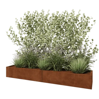 Corten plieno lauko vazonas XXL - Stačiakampis - 240 x 50 x 30 cm - Be dugno plokštės