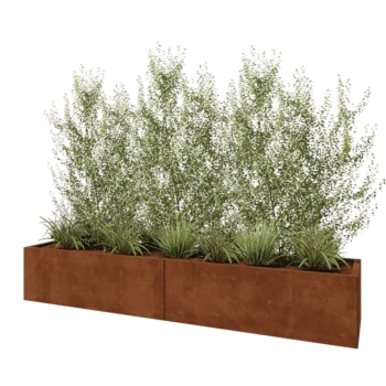 Corten plieno lauko vazonas XXL - Stačiakampis - 240 x 50 x 40 cm - Be dugno plokštės