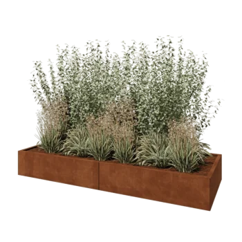 Corten plieno lauko vazonas XXL - Stačiakampis - 240 x 80 x 30 cm - Be dugno plokštės