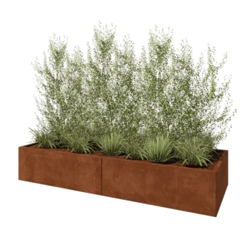 Corten plieno lauko vazonas XXL - Stačiakampis - 240 x 80 x 40 cm - Su dugno plokšte