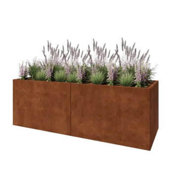 Corten plieno lauko vazonas XXL - Stačiakampis - 240 x 80 x 80 cm - Be dugno plokštės