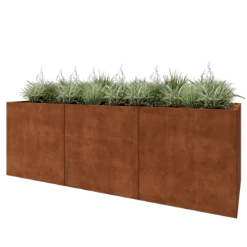 Corten plieno lauko vazonas XXL - Stačiakampis - 300 x 100 x 100 cm - Be dugno plokštės