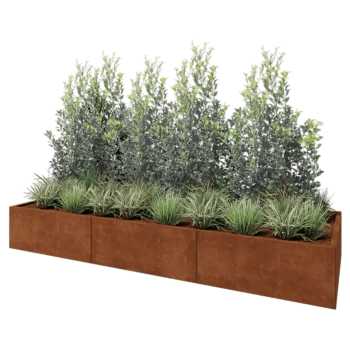 Corten plieno lauko vazonas XXL - Stačiakampis - 300 x 100 x 40 cm - Be dugno plokštės