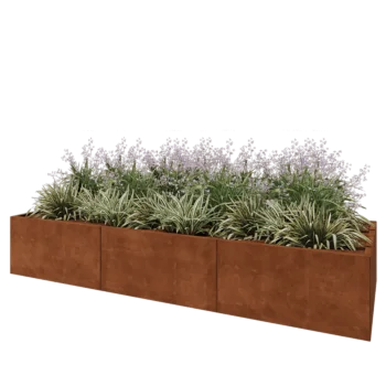Corten plieno lauko vazonas XXL - Stačiakampis - 300 x 100 x 50 cm - Be dugno plokštės