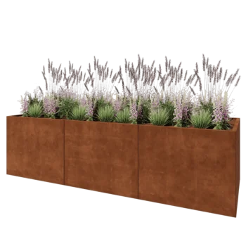 Corten plieno lauko vazonas XXL - Stačiakampis - 300 x 100 x 80 cm - Be dugno plokštės