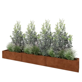 Corten plieno lauko vazonas XXL - Stačiakampis - 300 x 30 x 30 cm - Be dugno plokštės