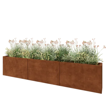 Corten plieno lauko vazonas XXL - Stačiakampis - 300 x 30 x 60 cm - Be dugno plokštės