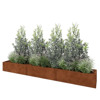 Corten plieno lauko vazonas XXL - Stačiakampis - 300 x 40 x 30 cm - Be dugno plokštės