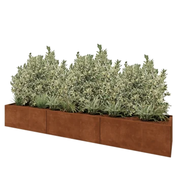 Corten plieno lauko vazonas XXL - Stačiakampis - 300 x 50 x 40 cm - Be dugno plokštės
