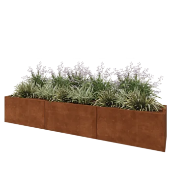 Corten plieno lauko vazonas XXL - Stačiakampis - 300 x 50 x 50 cm - Be dugno plokštės