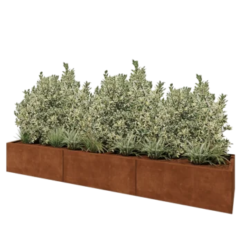 Corten plieno lauko vazonas XXL - Stačiakampis - 300 x 60 x 40 cm - Be dugno plokštės
