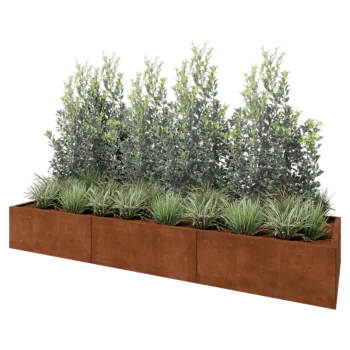 Corten plieno lauko vazonas XXL - Stačiakampis - 300 x 80 x 40 cm - Be dugno plokštės