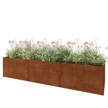 Corten plieno lauko vazonas XXL - Stačiakampis - 300 x 80 x 60 cm - Be dugno plokštės