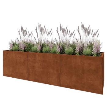 Corten plieno lauko vazonas XXL - Stačiakampis - 300 x 80 x 80 cm - Be dugno plokštės