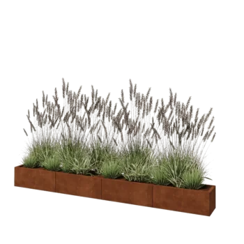 Corten plieno lauko vazonas XXL - Stačiakampis - 320 x 30 x 30 cm - Be dugno plokštės