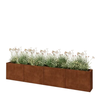 Corten plieno lauko vazonas XXL - Stačiakampis - 320 x 30 x 60 cm - Su dugno plokšte