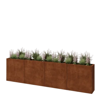 Corten plieno lauko vazonas XXL - Stačiakampis - 320 x 30 x 80 cm - Su dugno plokšte