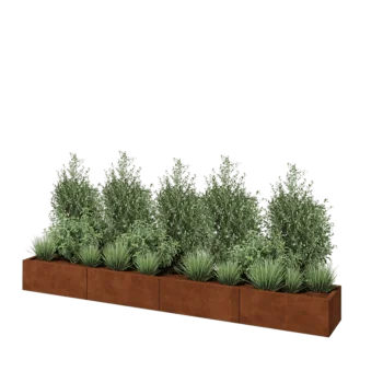 Corten plieno lauko vazonas XXL - Stačiakampis - 320 x 40 x 30 cm - Be dugno plokštės