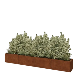Corten plieno lauko vazonas XXL - Stačiakampis - 320 x 40 x 40 cm - Su dugno plokšte