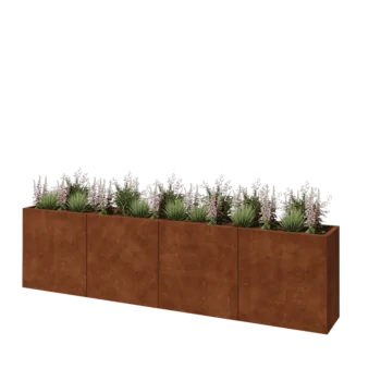 Corten plieno lauko vazonas XXL - Stačiakampis - 320 x 40 x 80 cm - Be dugno plokštės
