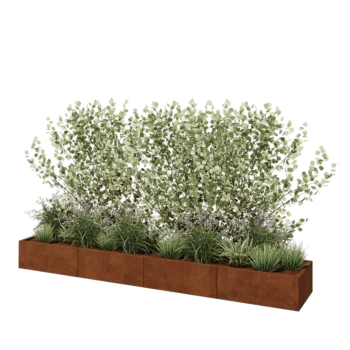 Corten plieno lauko vazonas XXL - Stačiakampis - 320 x 50 x 30 cm - Su dugno plokšte